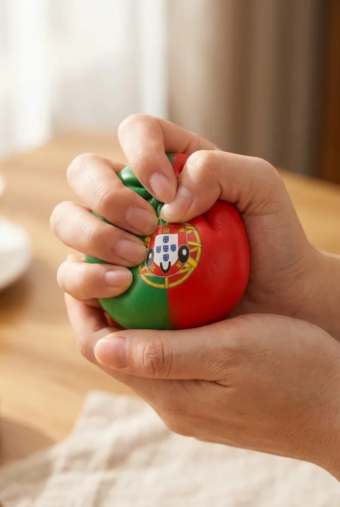 Squishy Dumpling Portugal Bandera Roja y Verde apretado entre los dedos