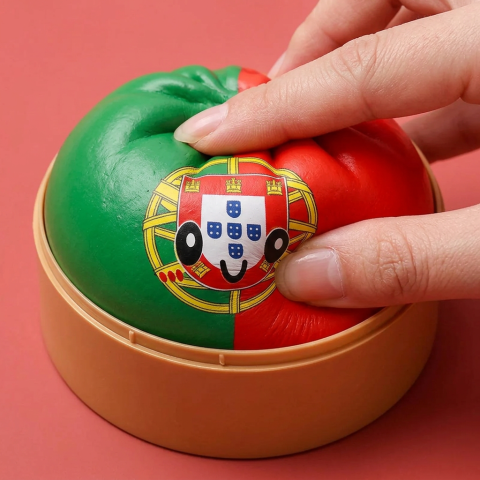 Squishy Dumpling Portugal Bandera Roja y Verde apretado, material squishy