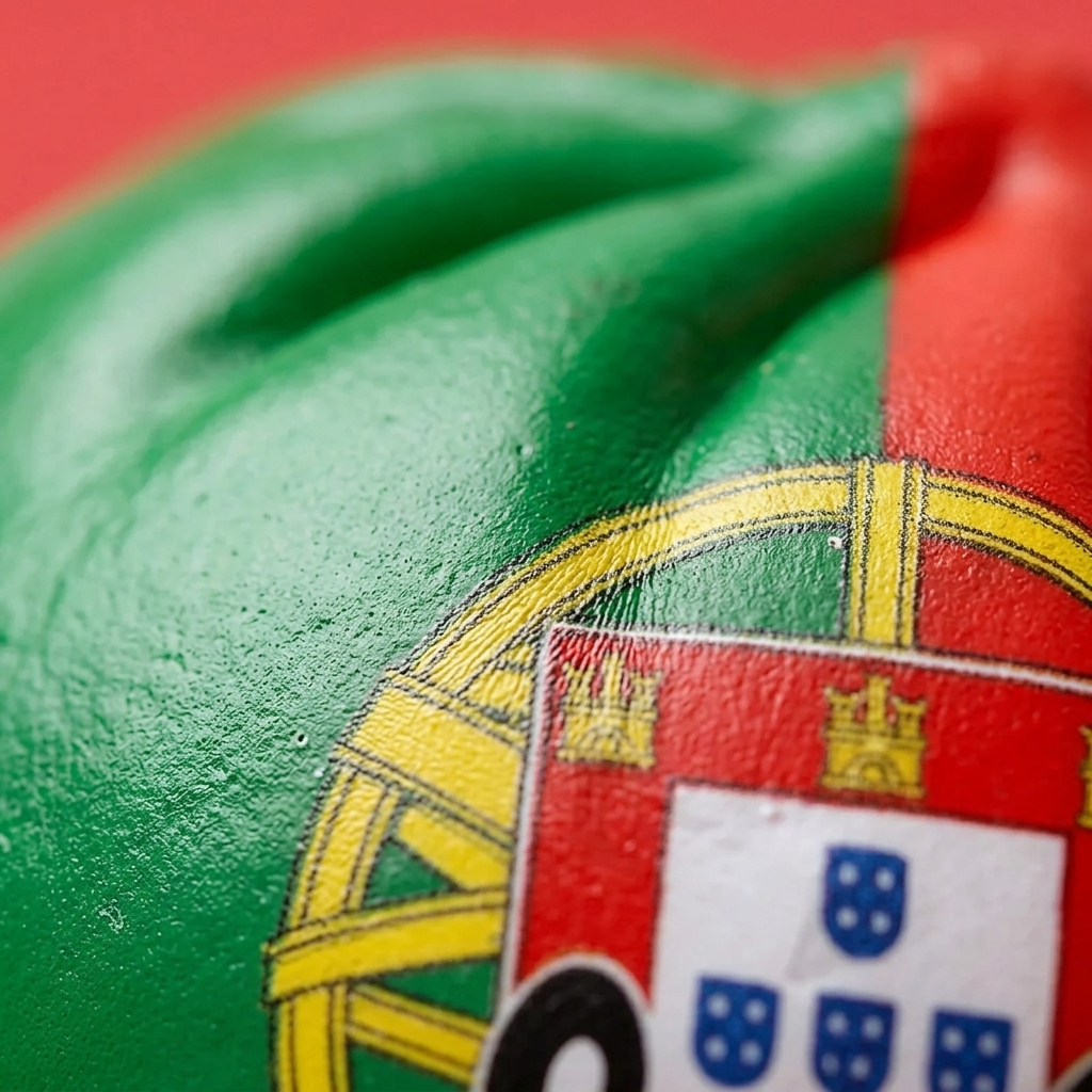Squishy Dumpling Portugal Bandera Roja y Verde — primer plano macro de la textura