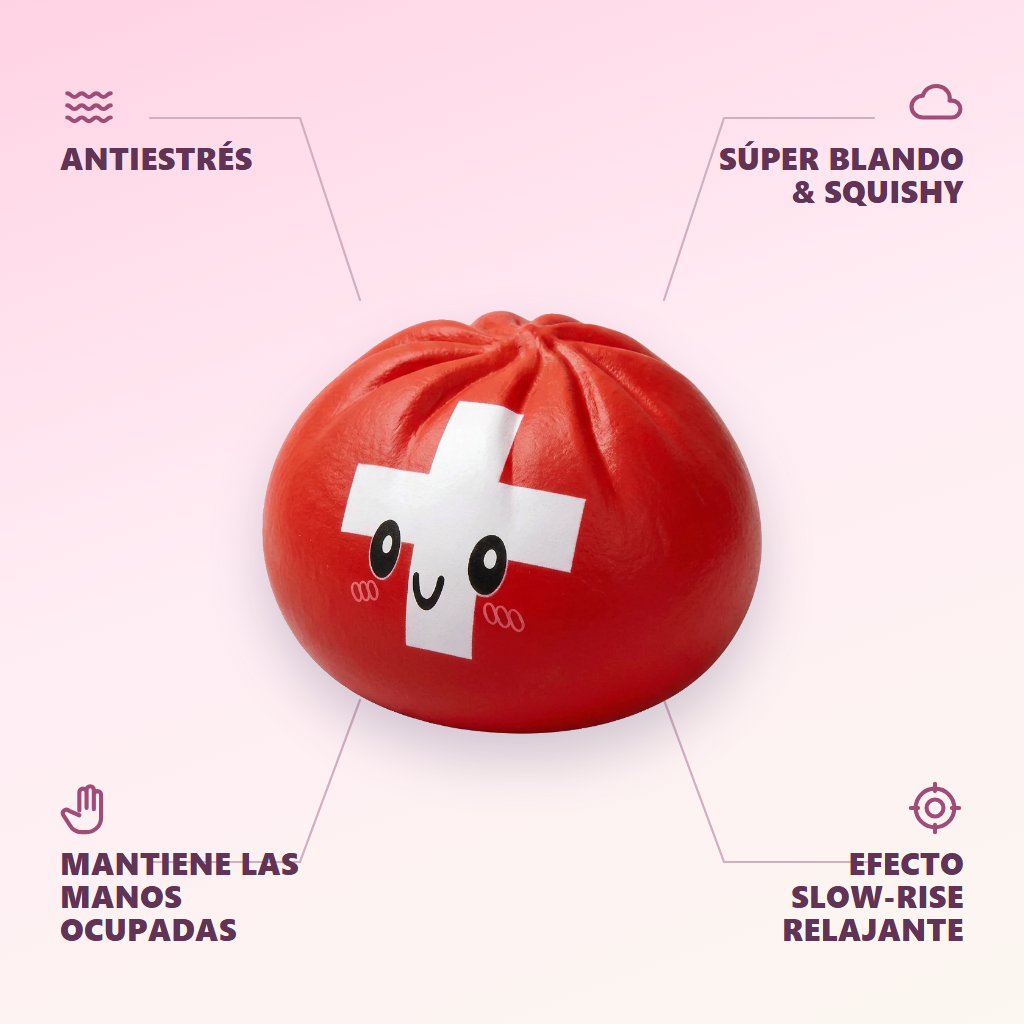Flag Squishy Toy Dumpling Suiza — antiestrés, ultra blando, efecto slow-rise