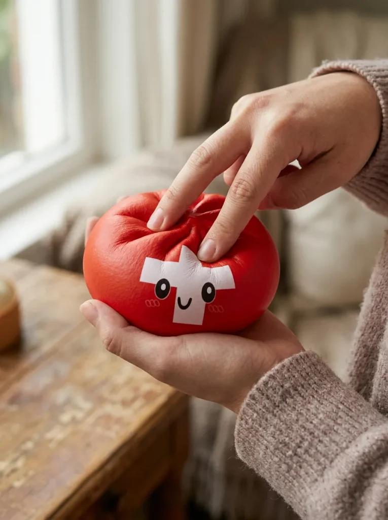 Flag Squishy Toy Dumpling Suiza apretado entre los dedos