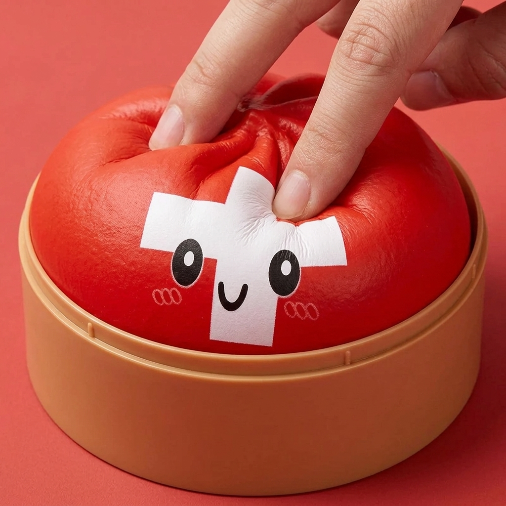 Flag Squishy Toy Dumpling Suiza apretado, material squishy