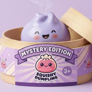 Dumpling Squishy Mystery Peluche Sorpresa en su cesta de vapor de bambú