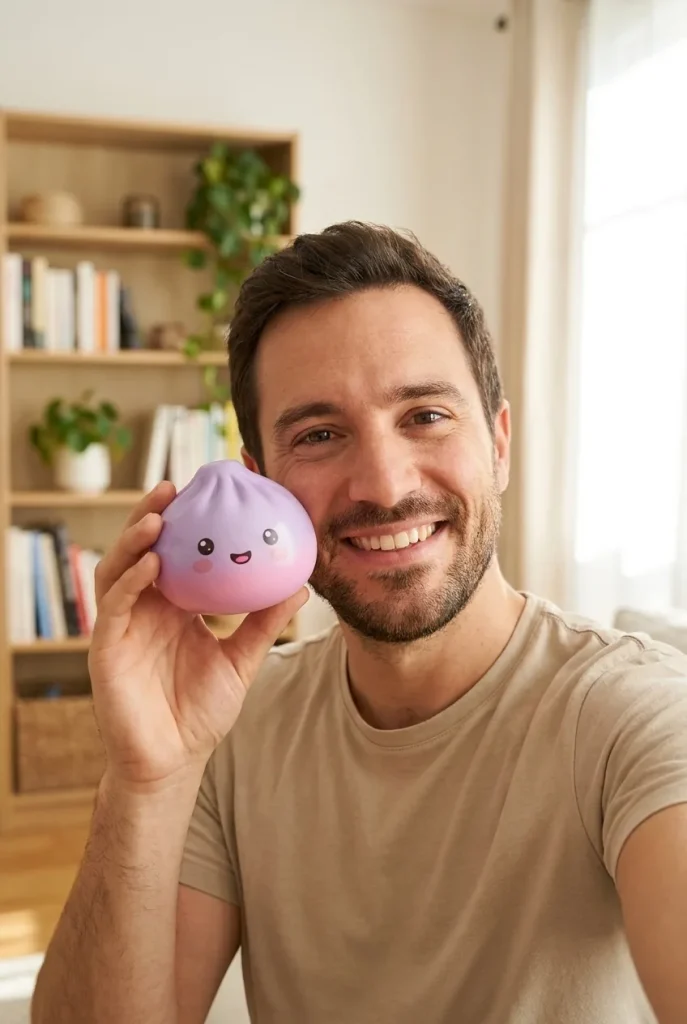 Dumpling Squishy Mystery Peluche Sorpresa cerca de la cara