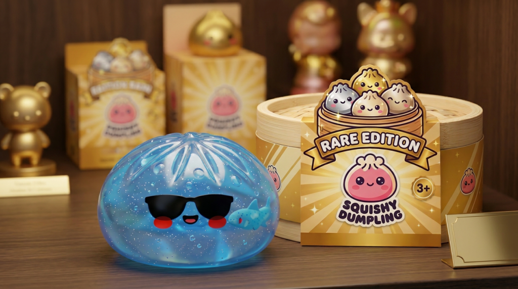 Dumpling Squishy Gafas de Sol Cool en un ambiente de escritorio