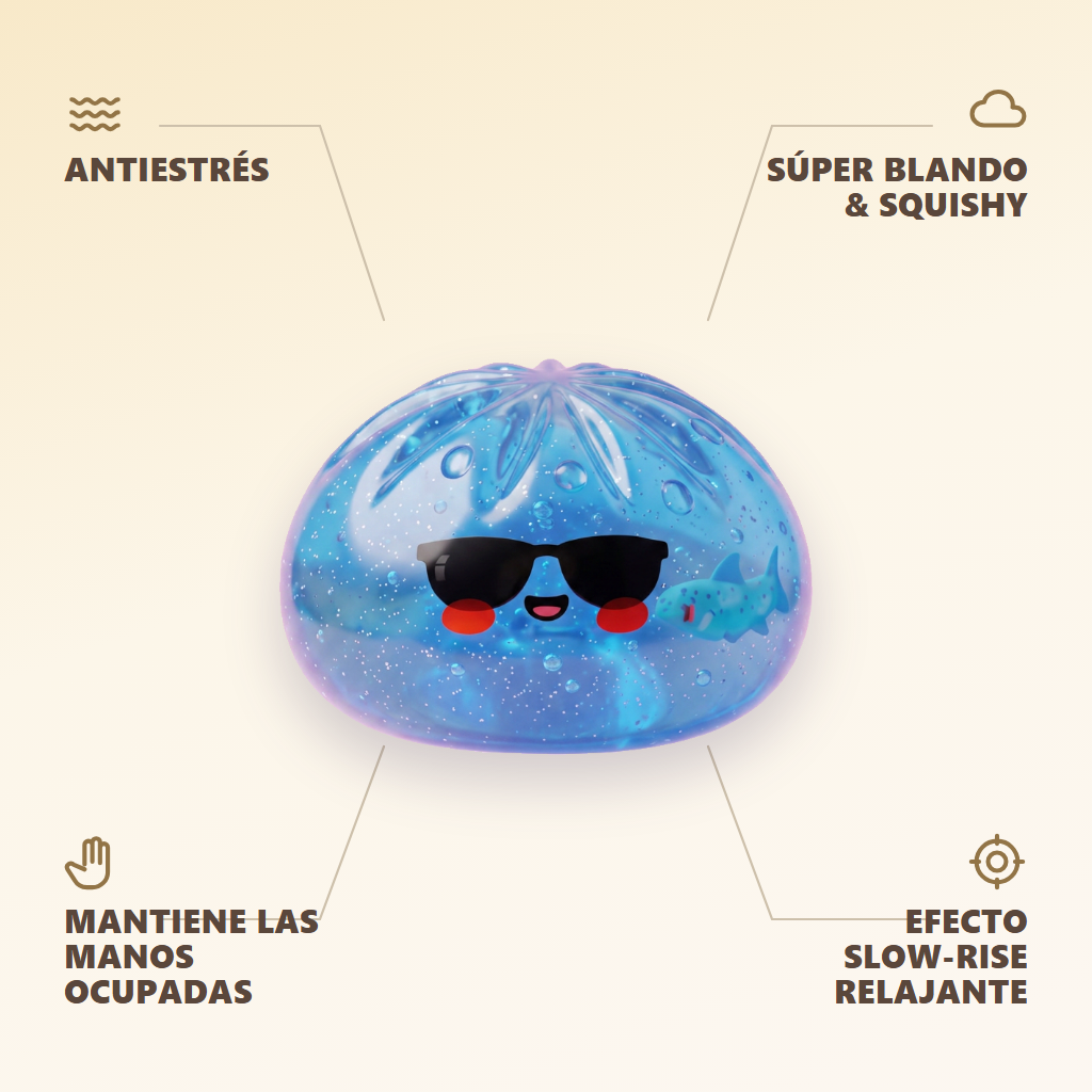 Dumpling Squishy Gafas de Sol Cool — antiestrés, ultra blando, efecto slow-rise