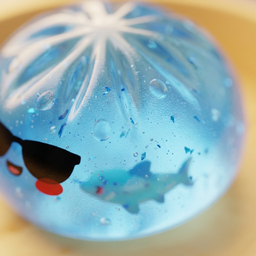 Dumpling Squishy Gafas de Sol Cool — primer plano macro de la textura