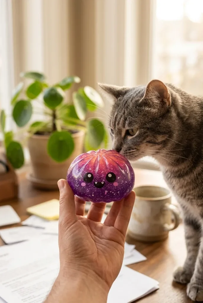 Squishy Dumpling Vampiro Halloween Glitter y un animal