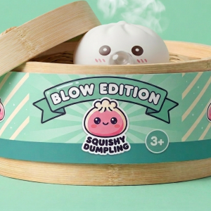 Giant Dumpling Squishy Nube Blanca en su cesta de vapor de bambú