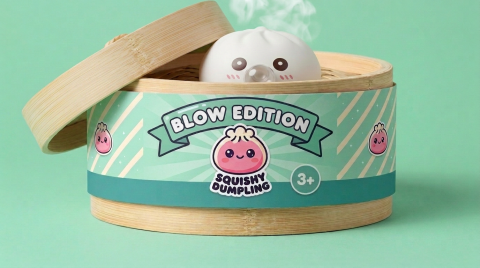 Giant Dumpling Squishy Nube Blanca en su cesta de vapor de bambú