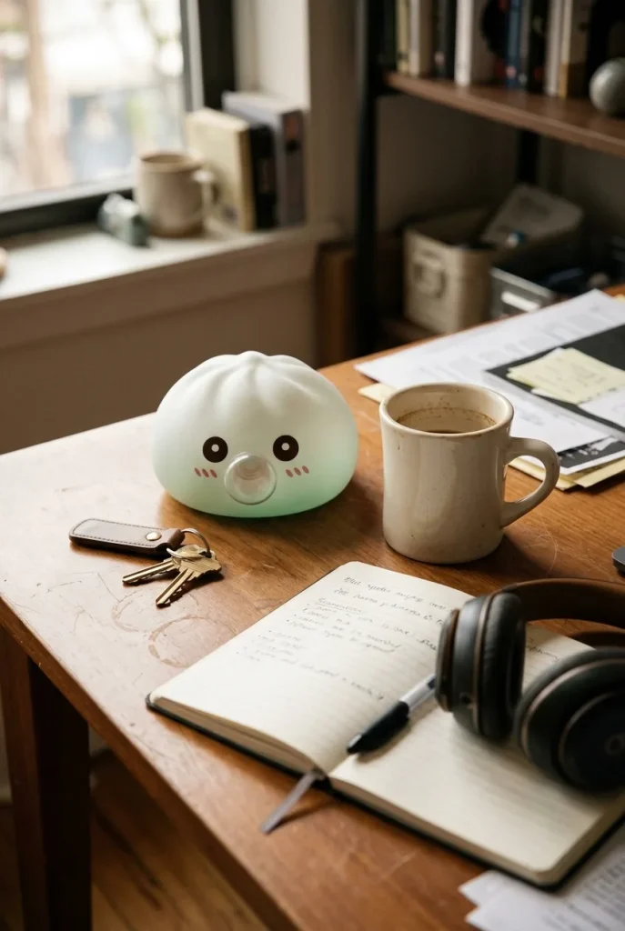 Giant Dumpling Squishy Nube Blanca en un escritorio