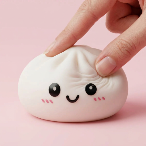 Dumpling Squishy Blanco Nieve apretado, material squishy