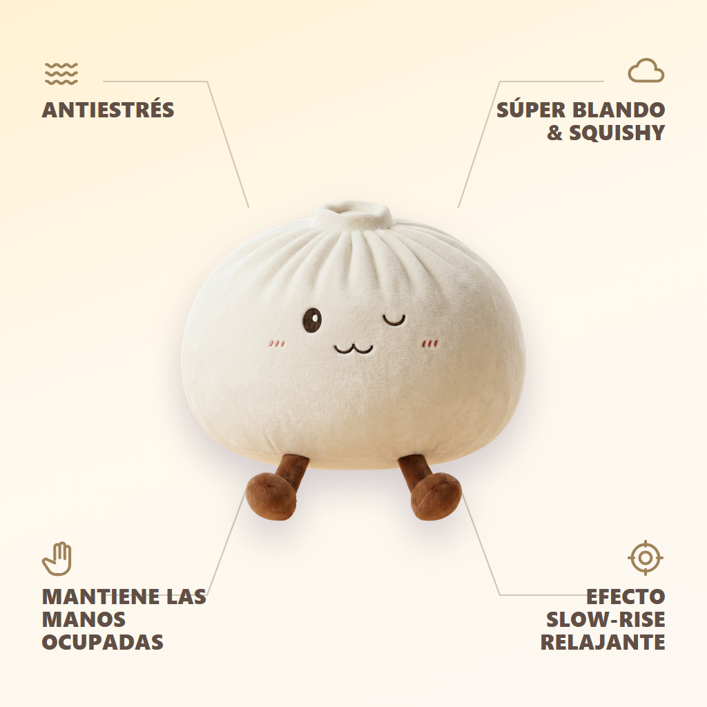 Dumpling Squishy Toy Blanco XXL — antiestrés, ultra blando, efecto slow-rise