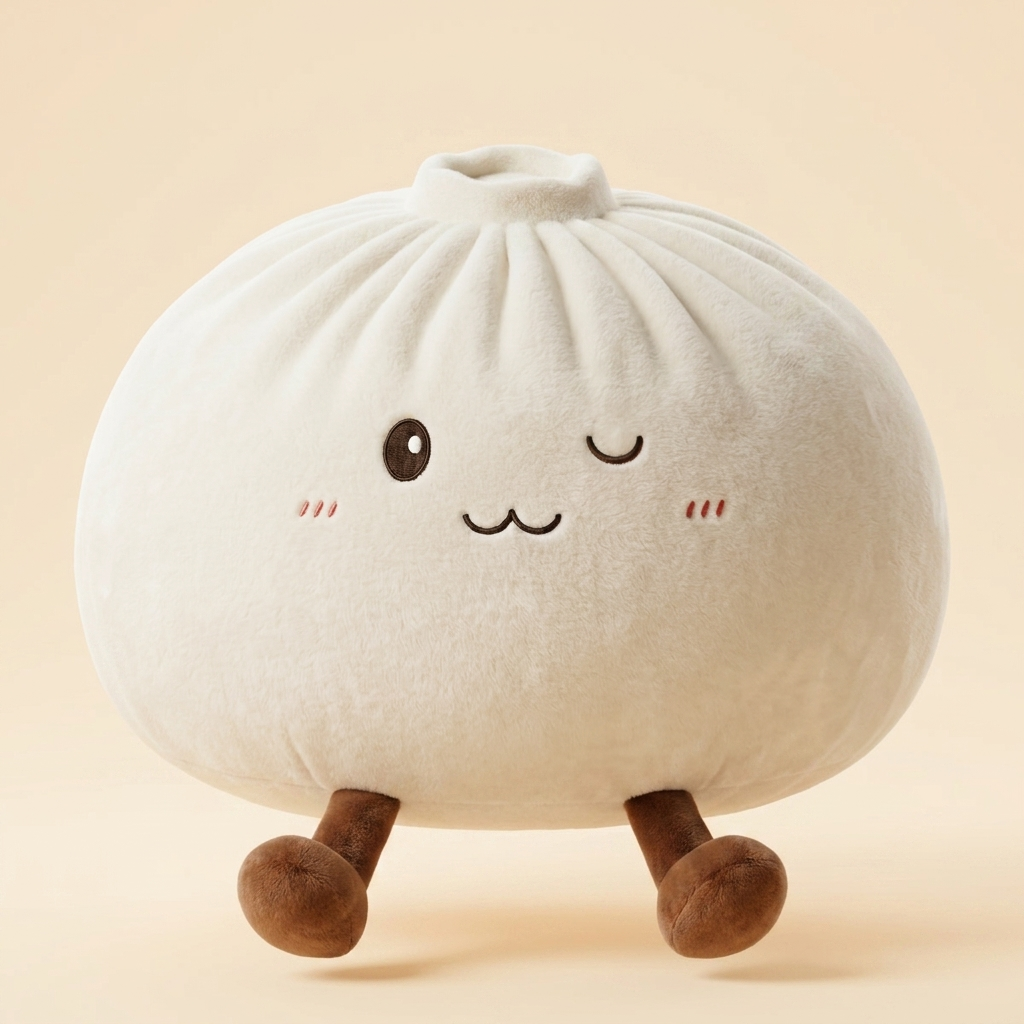 Dumpling Squishy Toy Blanco XXL en la mano, tamaño real