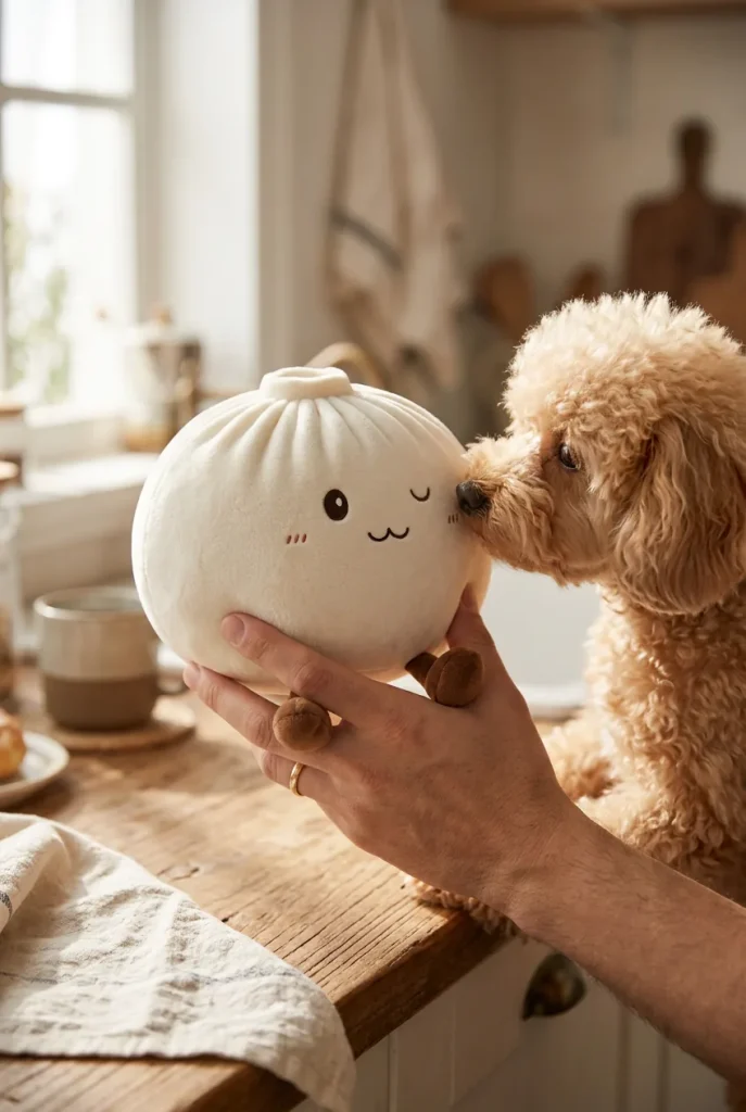 Dumpling Squishy Toy Blanco XXL y un animal