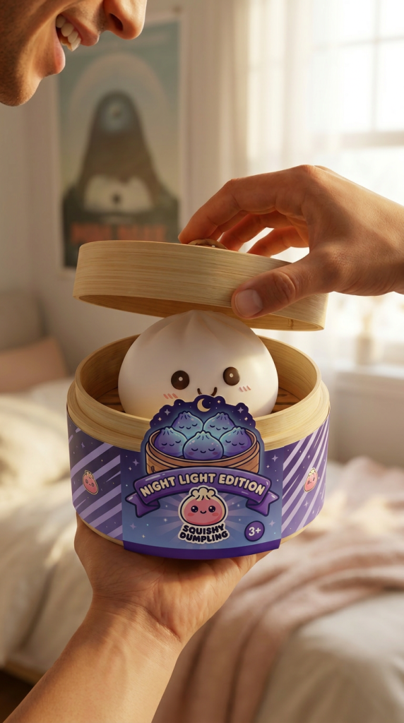 Unboxing de Dumpling Squishy Luz Nocturna Blanca Lunar