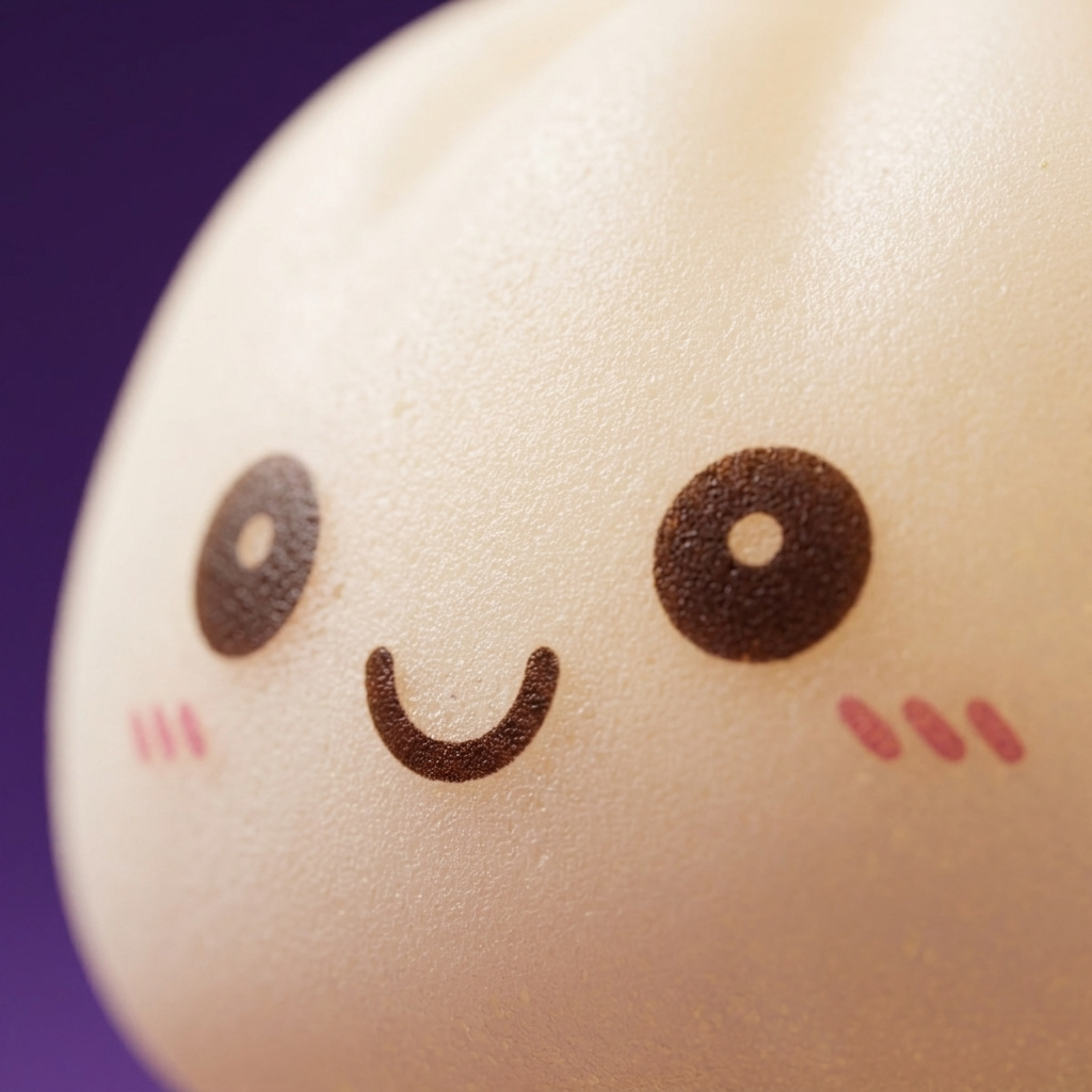 Dumpling Squishy Luz Nocturna Blanca Lunar — primer plano macro de la textura
