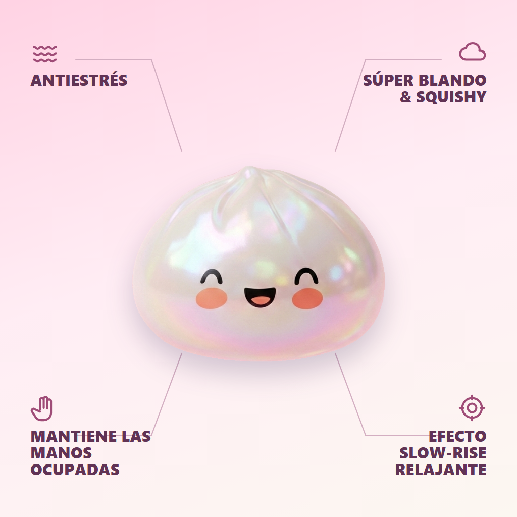 Dumpling Squishy Blanco Nube Único — antiestrés, ultra blando, efecto slow-rise