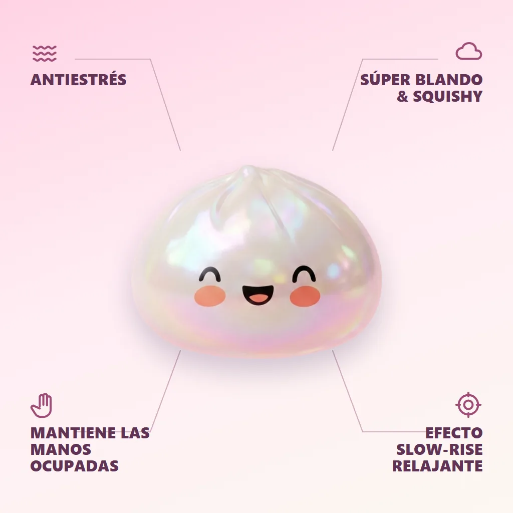 Dumpling Squishy Blanco Nube Único — antiestrés, ultra blando, efecto slow-rise