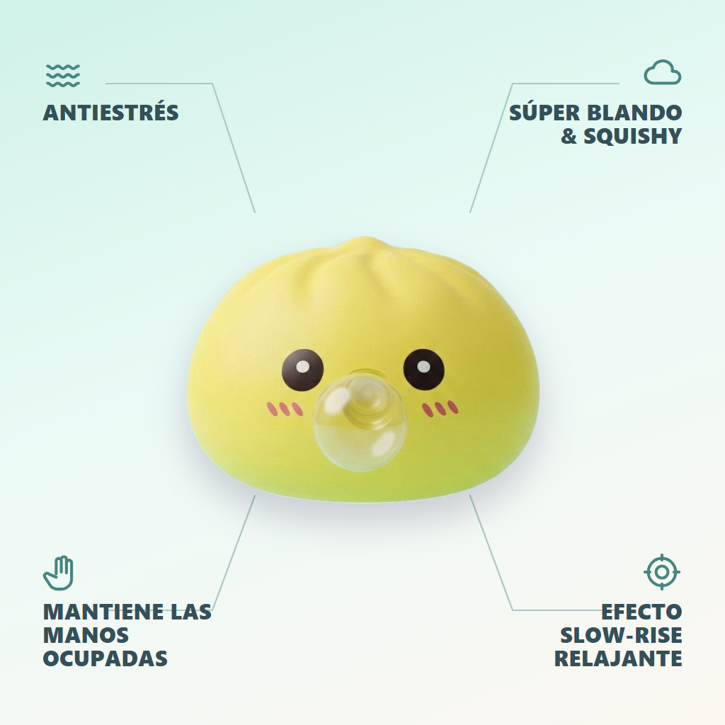 Jumbo Dumpling Squishy Amarillo Gigante — antiestrés, ultra blando, efecto slow-rise