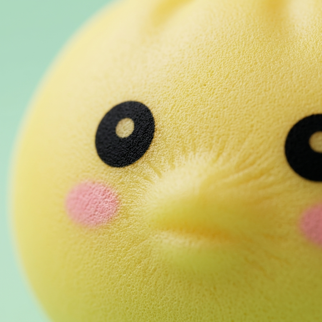 Jumbo Dumpling Squishy Amarillo Gigante — primer plano macro de la textura