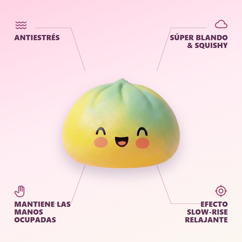 Yellow Fade Dumpling Squishy Atardecer — antiestrés, ultra blando, efecto slow-rise