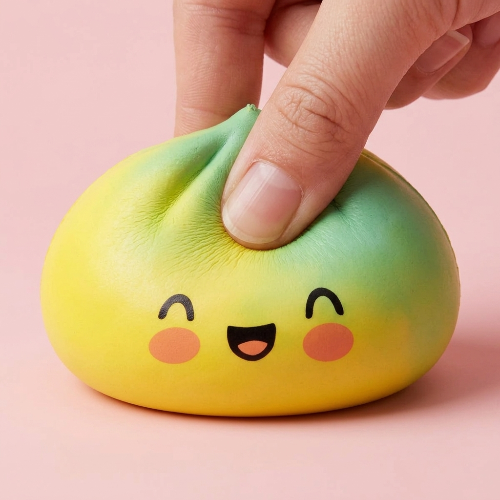 Yellow Fade Dumpling Squishy Atardecer — efecto slow-rise, la espuma recupera su forma