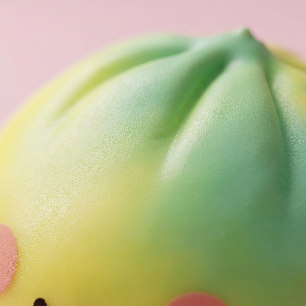 Yellow Fade Dumpling Squishy Atardecer — primer plano macro de la textura