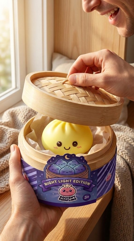 Unboxing de Dumpling Squishy Luz Nocturna Amarillo Sol