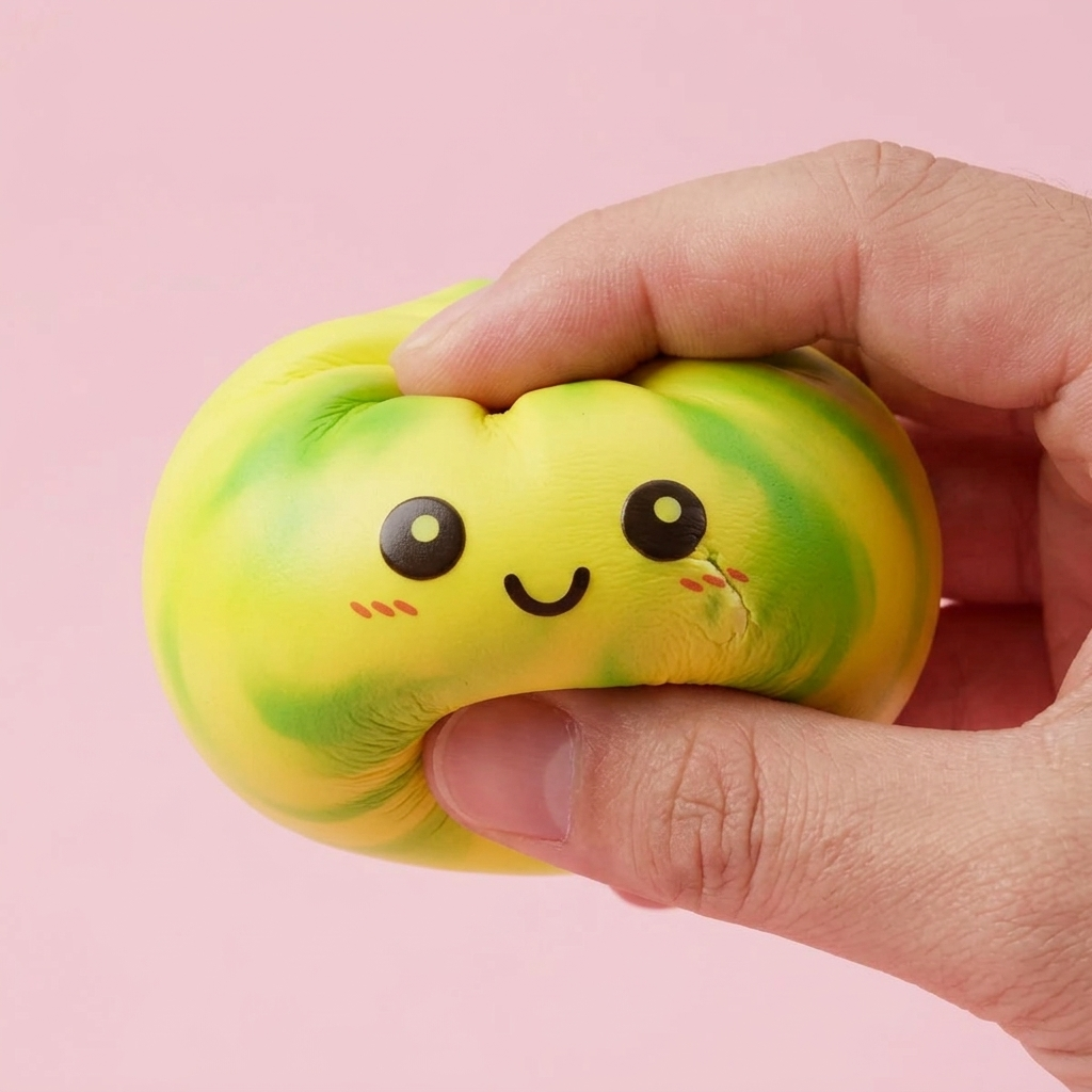 Squishy Dumpling Tie Dye Amarillo Limón — efecto slow-rise, la espuma recupera su forma