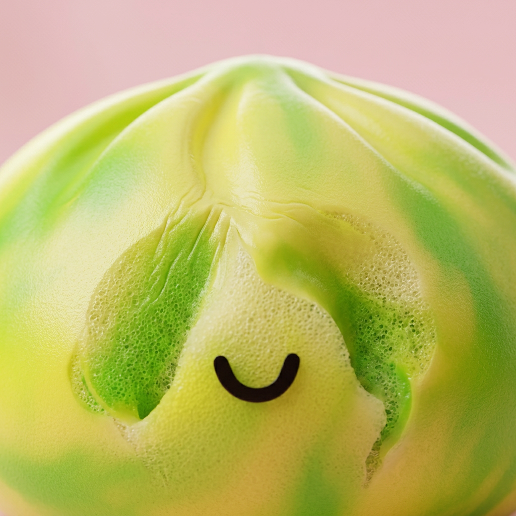 Squishy Dumpling Tie Dye Amarillo Limón — primer plano macro de la textura