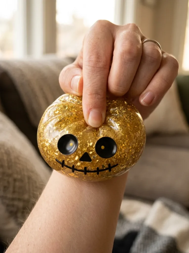 Dumpling Squishy Zombie Halloween Glitter Dorado apretado entre los dedos
