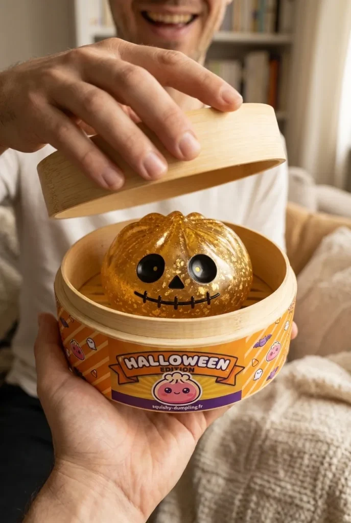 Unboxing de Dumpling Squishy Zombie Halloween Glitter Dorado