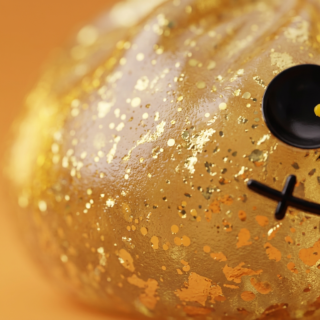 Dumpling Squishy Zombie Halloween Glitter Dorado — primer plano macro de la textura