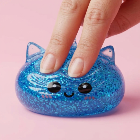 Dumpling Squishy Unicornio Azul Glitter apretado, material squishy