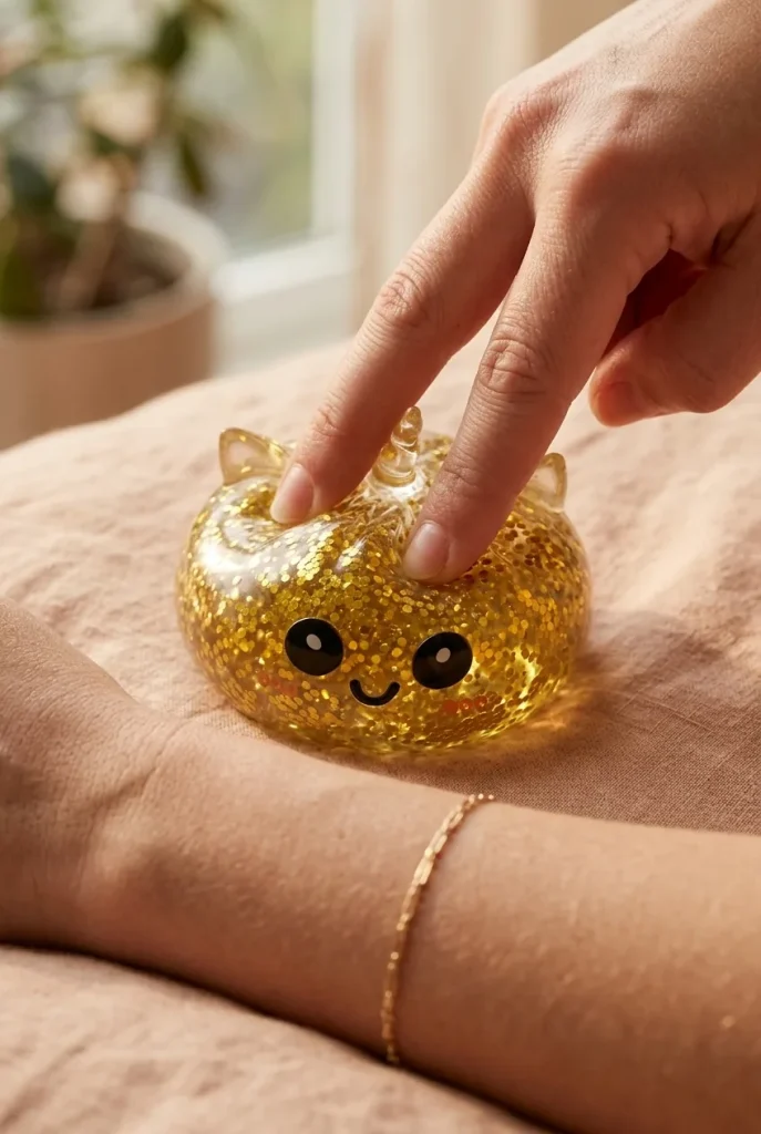 Dumpling Squishy Unicornio Glitter Dorado apretado entre los dedos