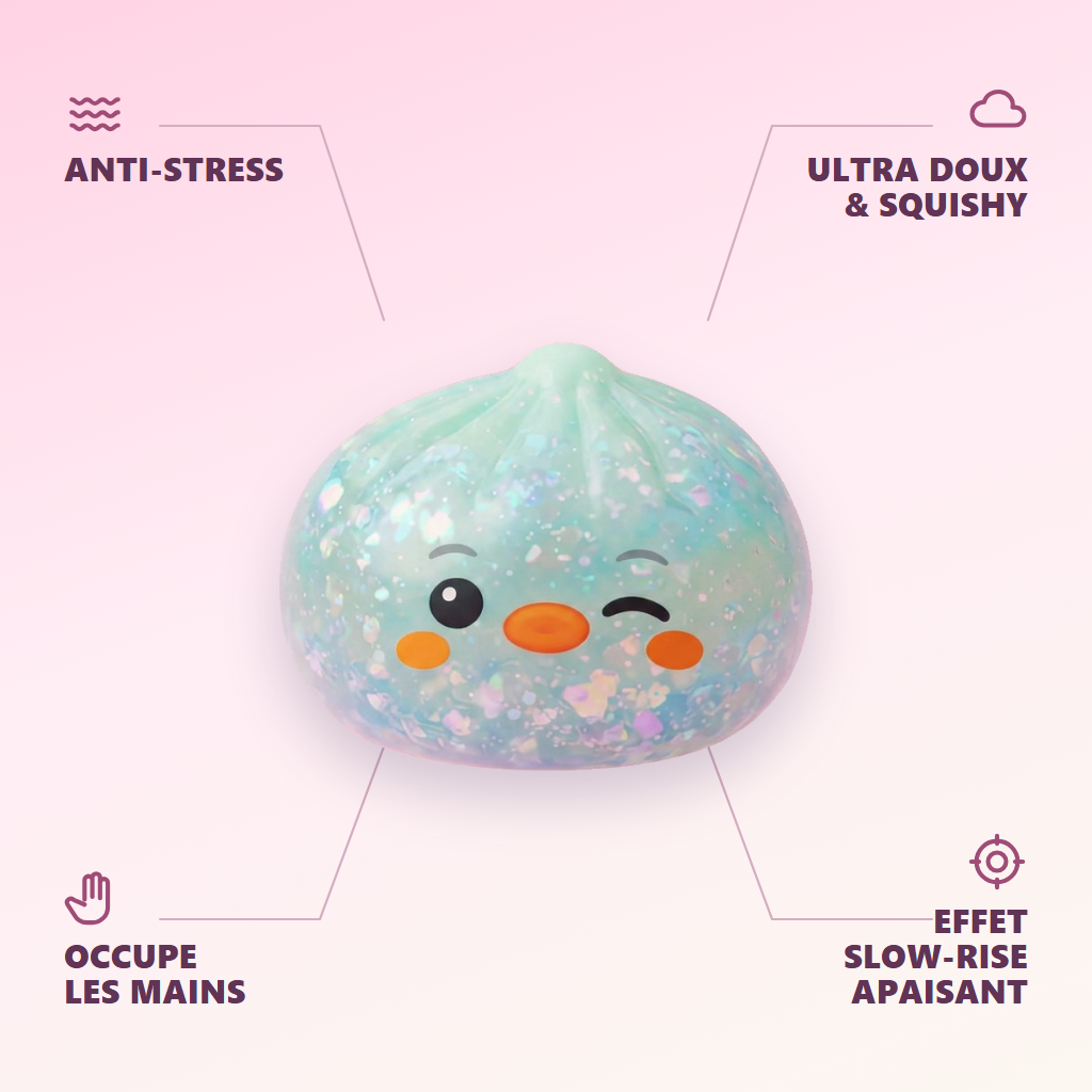 Squishy Dumpling Pingüino Verde Menta Escarchado — antiestrés, ultra blando, efecto slow-rise