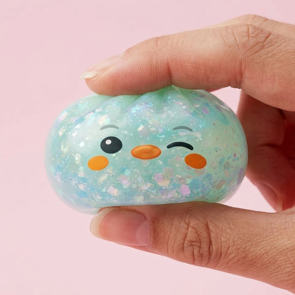 Squishy Dumpling Pingüino Verde Menta Escarchado — efecto slow-rise, la espuma recupera su forma