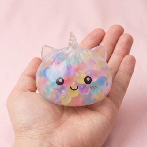 Squishy Dumpling Bubble Unicornio Pastel en la mano, tamaño real