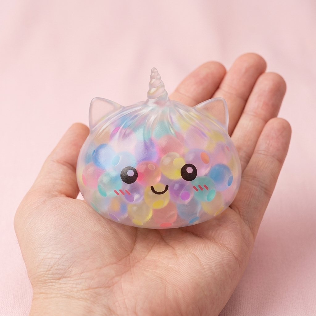 Squishy Dumpling Bubble Unicornio Pastel en la mano, tamaño real