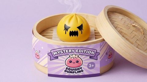 Squishy Dumpling Fantasma Mystery en su cesta de vapor de bambú