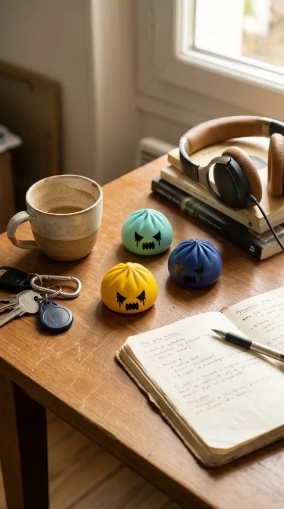 Squishy Dumpling Fantasma Mystery en un escritorio