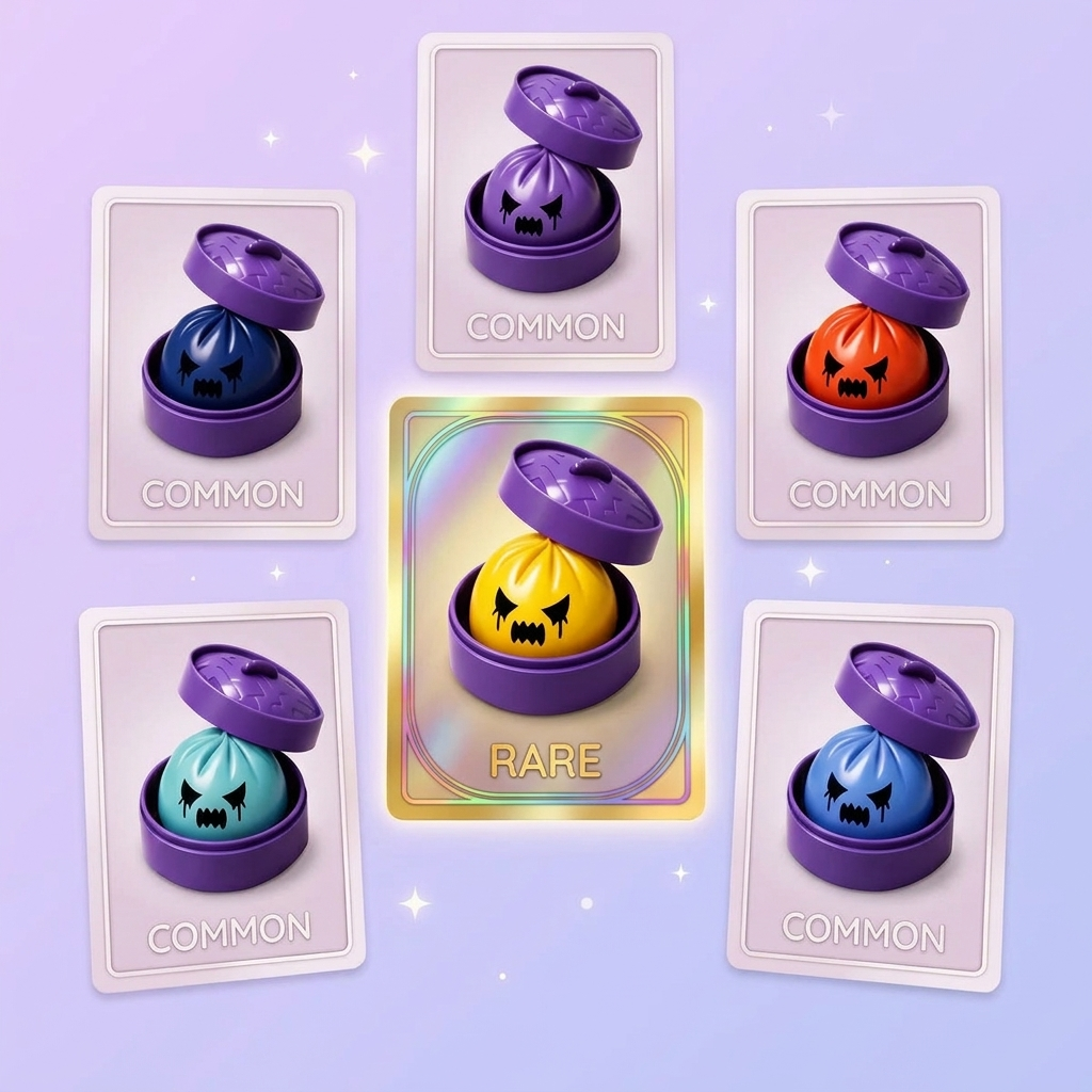 Squishy Dumpling Fantasma Mystery — tabla de rarezas (común, raro, ultra raro)