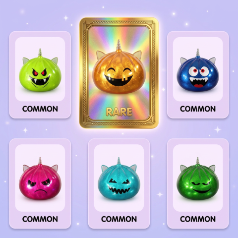 Dumpling Squishy Mystery Halloween Unicornio Cornudo — tabla de rarezas (común, raro, ultra raro)