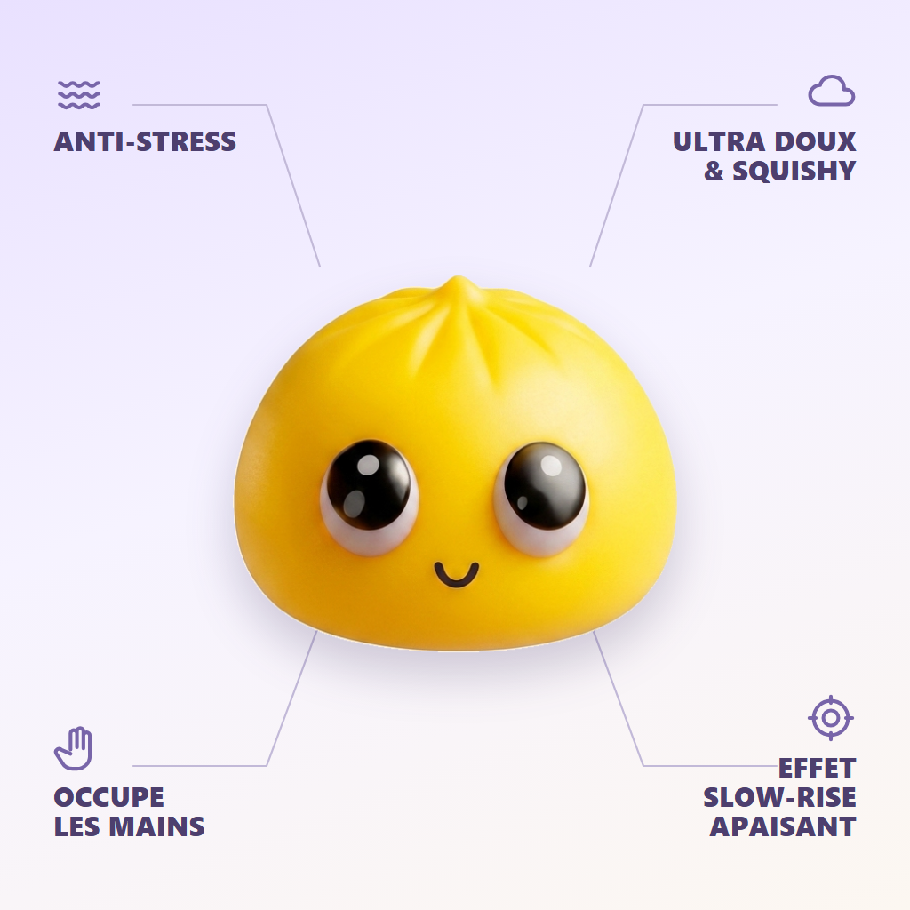 Dumpling Squishy Mystery Pop Ojos Grandes — antiestrés, ultra blando, efecto slow-rise