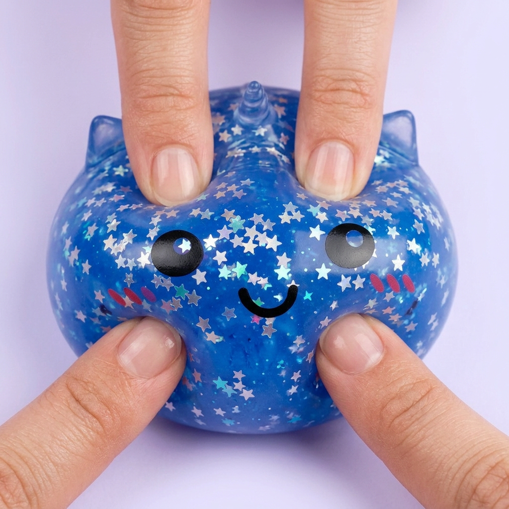 Squishy Dumpling Unicornio Mystery Glitter — efecto slow-rise, la espuma recupera su forma