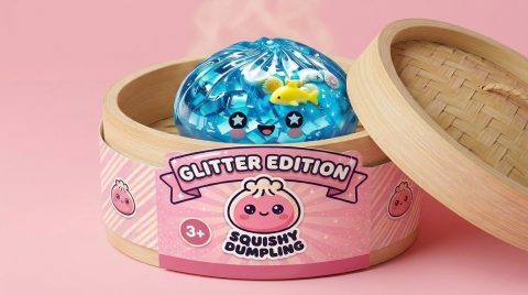 Squishy Dumpling Glitter Océano Arrecife de Coral en su cesta de vapor de bambú