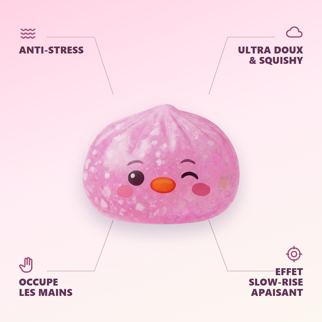 Squishy Dumpling Pingüino Rosa Caramelo — antiestrés, ultra blando, efecto slow-rise