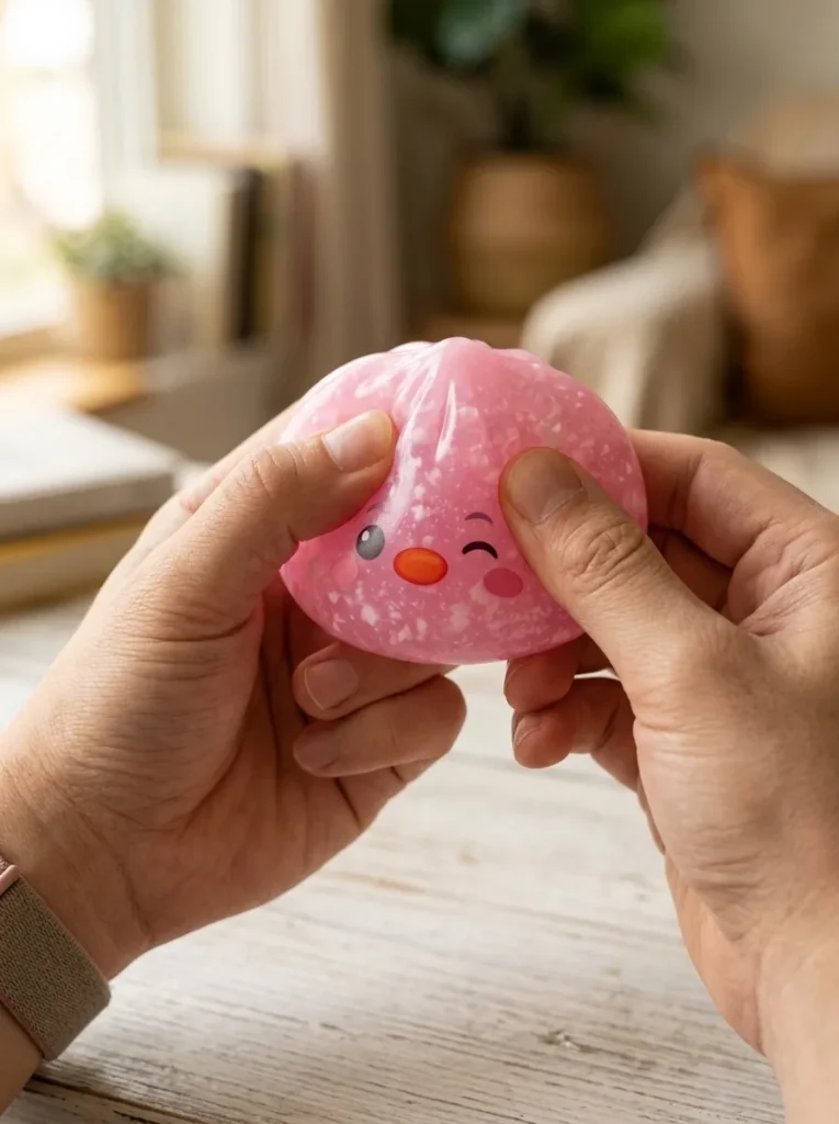 Squishy Dumpling Pingüino Rosa Caramelo apretado entre los dedos
