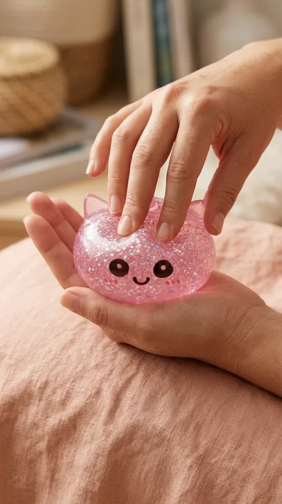 Dumpling Squishy Unicornio Rosa Glitter apretado entre los dedos